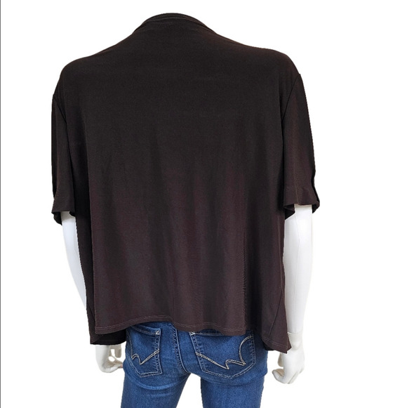 Perceptions New York Short Ruched Sleeves Open Front Cardigan Size 16 - Picture 5 of 10